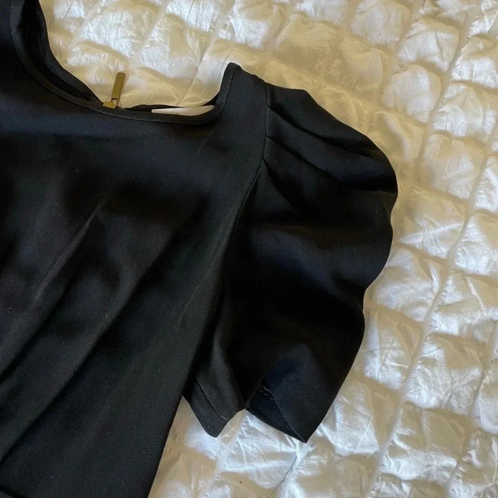 Maje black puff shoulder knit dress - Picture 3 of 9